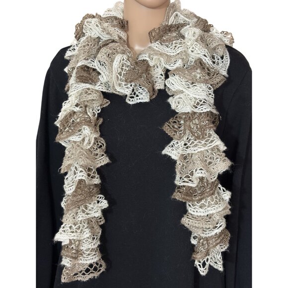 Unbranded White and Brown Elegant Scarf - Picture 2 of 2